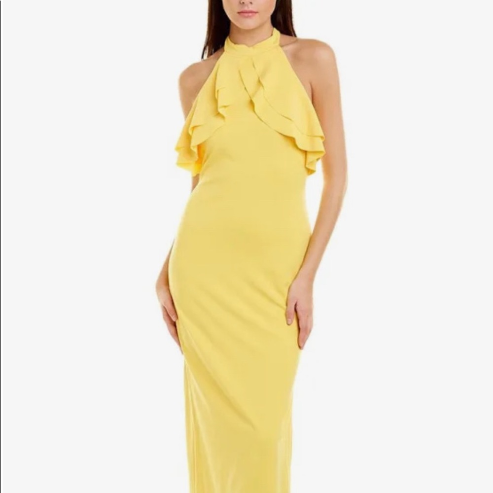Bebe Sleeveless Double Ruffle Gown
